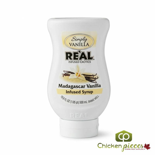 Real Madagascar Vanilla Infused Syrup 16.9 fl. oz. - Sweet and Premium Flavor - Chicken Pieces