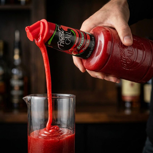 Finest Call Premium Strawberry Puree Mix - 1 Liter - Sweet and Smooth Flavor - Chicken Pieces