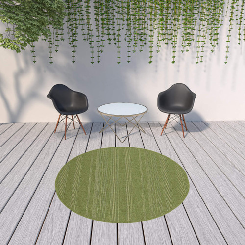 8' Green Round Stain Resistant Indoor Outdoor Area Rug