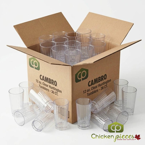 Cambro 12 oz Clear Plastic Tumbler (36/Case) - Shatter-Resistant - Chicken Pieces