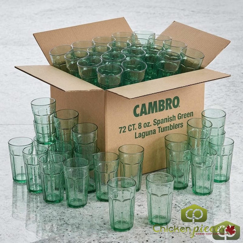 Cambro 8 oz Spanish Green Hammered Lightweight Plastic Tumbler (72/Case) - Chicken Pieces
