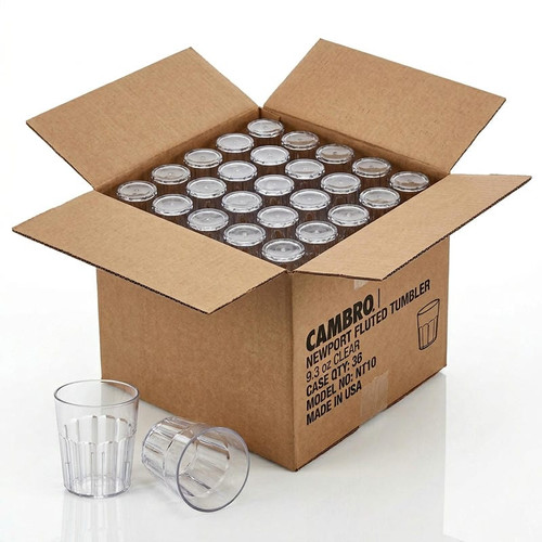 Cambro 9 3/10 oz Clear Fluted Plastic Tumbler (36/Case) - Durable Drinkware - Chicken Pieces