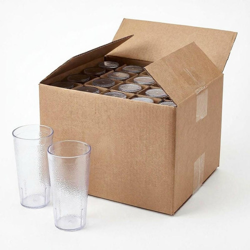 Cambro 22 oz Clear Textured Plastic Tumbler (24/Case) - Secure Grip Drinkware - Chicken Pieces