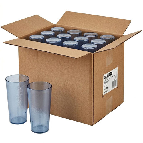 Cambro 22 oz Slate Blue Textured Plastic Tumbler (24/Case) - Scratch Resistant - Chicken Pieces