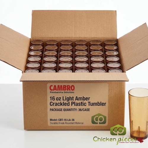 Cambro 16 oz Light Amber Crackled Plastic Tumbler (36/Case) -Durable Material - Chicken Pieces
