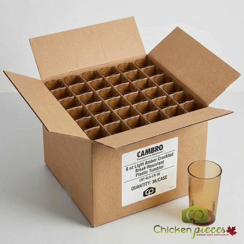 Cambro 8 oz Light Amber Crackled Break-Resistant Plastic Tumbler (36/Case)  - Chicken Pieces