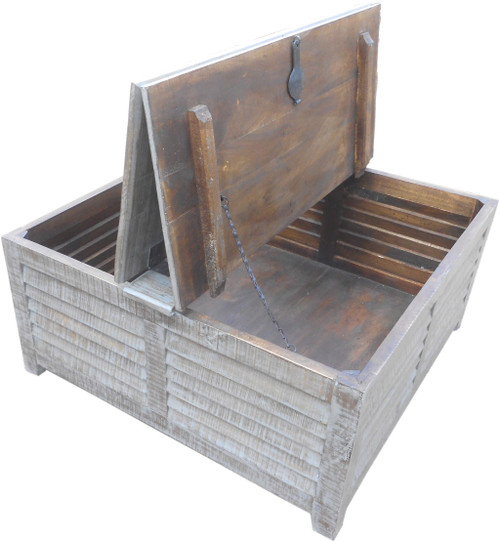 40" Gray Wash Solid Wood Square Distressed Lift Top Coffee Table 40" Gray Wash Solid Wood Square Distressed Lift Top Coffee Table