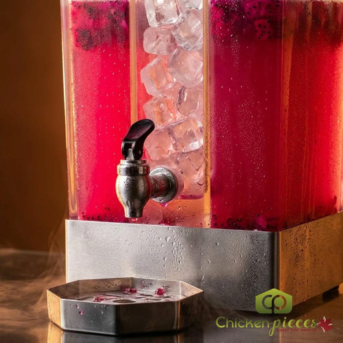 Cal-Mil 3 gal Beverage Dispenser w/ Ice Tube, Durable Polycarbonate & Steel Base - Chicken Pieces