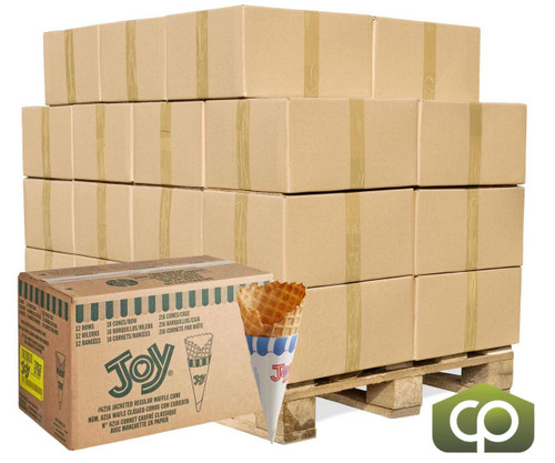  JOY Regular Jacketed Waffle Ice Cream Cone - 216/Case (42cases/PALLET)- TOTAL 9072 CONES 