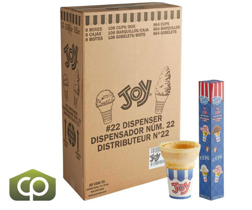 JOY Joy #22 Flat Bottom Jacketed Cake Cone Dispenser Pack - 864/Case for Ice Cream 