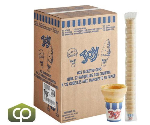  JOY #22 Flat Bottom Jacketed Cake Cone - 720/Case | Single or Double Scoops 