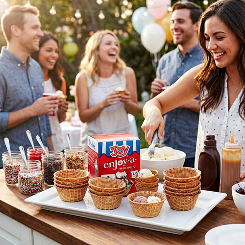JOY Mini Waffle Cone Bowl - 144/Case | Perfect for Kid-Sized Sundaes