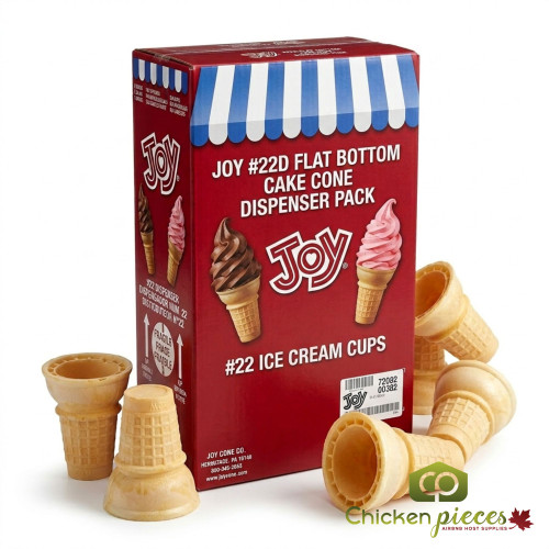 JOY #22D Flat Bottom Cake Ice Cream Cone Dispenser Pack - 864/Case (24cases/PALLET)- TOTAL 20736 CONES