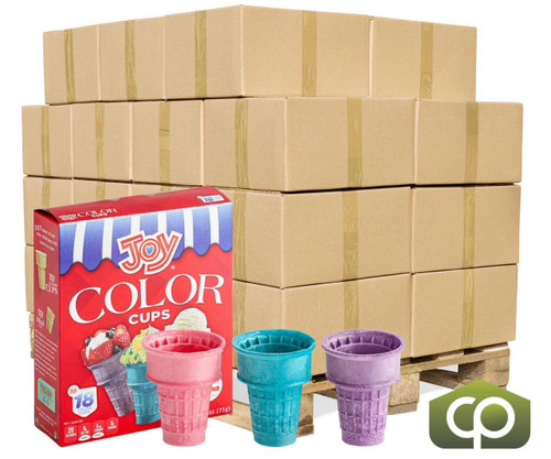  JOY Assorted Color Flat Bottom Cake Ice Cream Cone - 216/Case (24cases/PALLET)- TOTAL 5184 CONES 