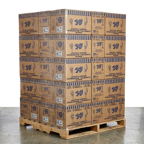 JOY #1 Pointed Bottom Jacketed Cake Ice Cream Cone Dispenser Pack - 1056/Case (24cases/PALLET)- TOTAL 25344 CONES