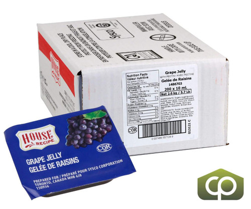  House Recipe Classic Grape Jelly Cups with Pectin (200/Case) 10 ML (0.02 lbs) 