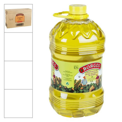 Borges Grapeseed Oil - High-Quality - 5 LT (3/Case) - 11 LBS   Borges Grapeseed Oil - High-Quality - 5 LT (3/Case) - 11 LBS