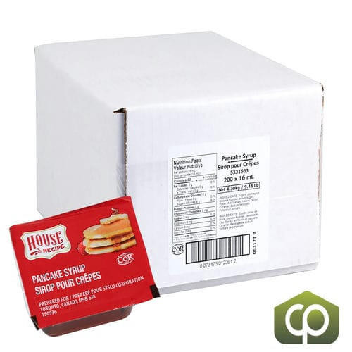 House Recipe Pancake Syrup Kosher 16 ML (200/Case)- Canadian Made- chicken pieces