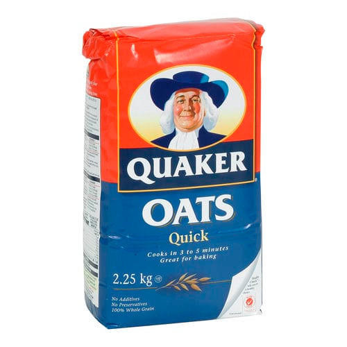 QUAKER Quaker Quick Oats Package 2.25kg (10/Case) - 24.75 lbs  QUAKER Quaker Quick Oats Package 2.25kg (10/Case) - 24.75 lbs