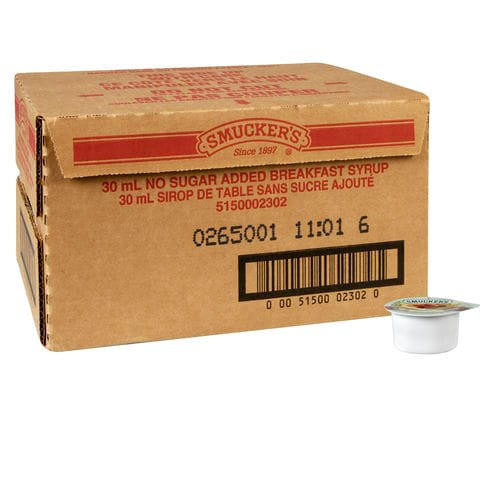 Smucker's Canadian No Sugar Added Table Syrup 30ml (100/Case)   Smucker's Canadian No Sugar Added Table Syrup 30ml (100/Case)