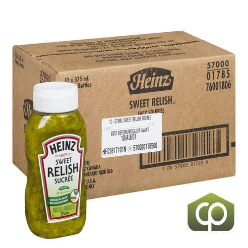 HEINZ Heinz Sweet Relish Green Upside Down Bottle 375 ML (12/Case) 