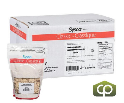  Sysco Classic Almond Blanched Slice Toasted 1 KG/2.2 LBS Bulk size  (3/Case) 