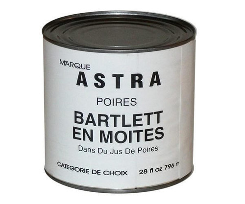  Astra Kitchens Pear Halves in Pear Juice 796 ML / 26 oz (12/Case) - Perfectly Ripe and Convenient 