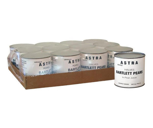  Astra Kitchens Pear Halves in Pear Juice 796 ML / 26 oz (12/Case) - Perfectly Ripe and Convenient 