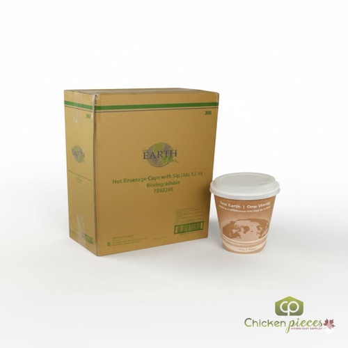 Chicken Pieces Earth Plus Cup Compostable & Lid 12 oz. Paper  (300/Case)