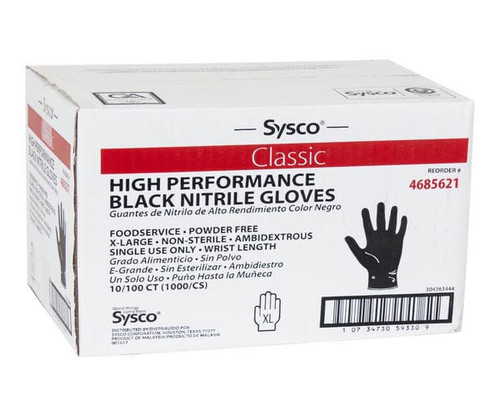 Chicken Pieces Sysco Classic Glove Nitrile Foodservice Powder-Free Black Extra Large 100 CT (10/Case) 