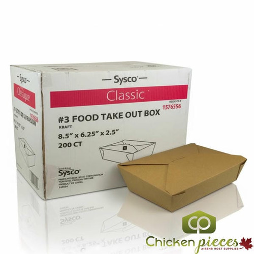 Chicken Pieces Sysco Classic Box Food Take-Out Kraft #3 8.5x6.25 (200/Case)