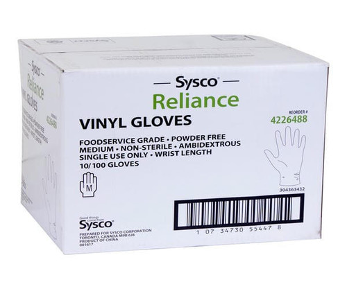 Chicken Pieces Sysco Reliance Glove Vinyl Foodservice Powder-Free Medium 100 CT (10/Case) 