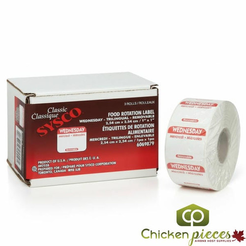 Chicken Pieces Sysco Classic Label Daily Wednesday Removeable (3/Case)