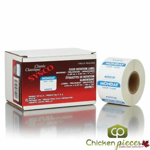 Chicken Pieces Sysco Classic Label Daily Monday Removable (3/Case) ROLLS