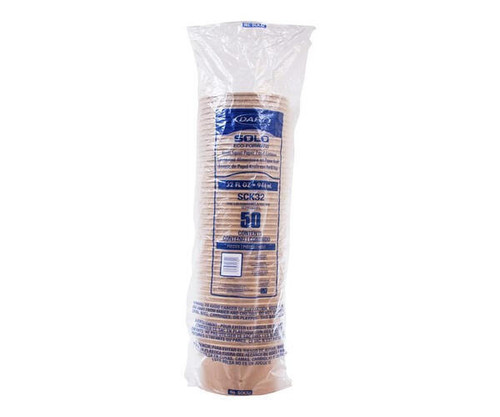 Chicken Pieces Dart Container Container Double Sided Poly Paper Round Kraft 32 oz. 50 CT (6/Case) 