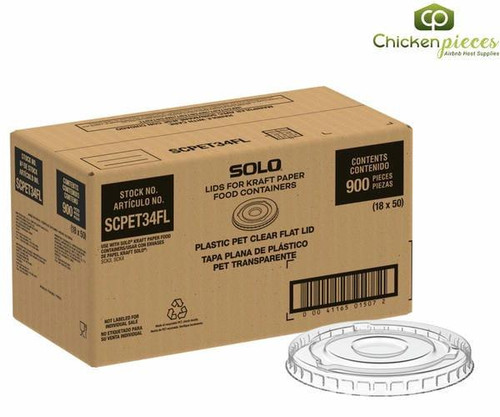 Chicken Pieces Dart Container Clear PET Flat Lid(900/Case) Ideal for Cold Sides, Sauces, and Toppings 
