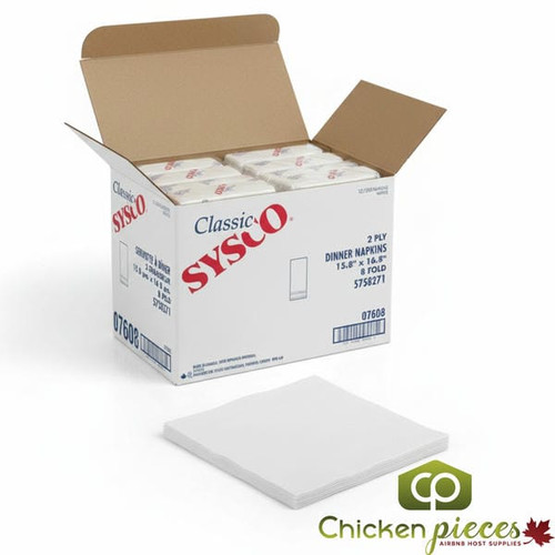 Chicken Pieces Sysco Napkin Paper Dinner 2 Ply 1/8 Fold White 200 CT (12/Case) - Premium Quality Chicken Pieces Sysco Napkin Paper Dinner 2 Ply 1/8 Fold White 200 CT (12/Case) - Premium Quality