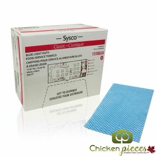 Chicken Pieces Sysco Classic Towel Wiper Blue Light Duty (200/Case) - High Absorbency, Quick Drying