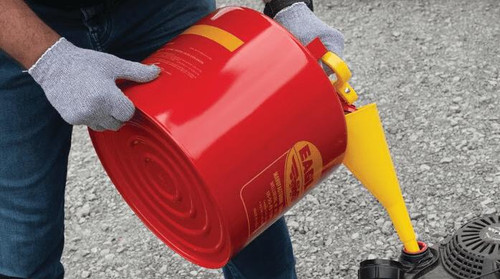 Chicken Pieces Eagle Manufacturing 5 Gallon Type I Red Steel Gas/Flammables Safety Can with Flame Arrester and Funnel 