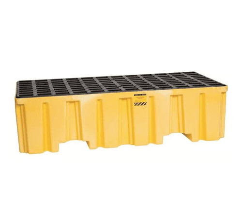 Chicken Pieces Eagle Manufacturing Yellow Plastic 2 Drum Pallet | Durable High-Impact Construction 