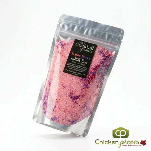Chicken Pieces Rokz Triple Berry Cocktail Rimming Sugar - 1 lb. Bag, Gourmet Sugars with Natural Strawberry
