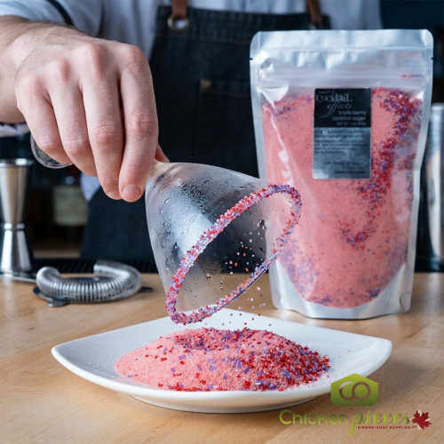 Chicken Pieces Rokz Triple Berry Cocktail Rimming Sugar - 1 lb. Bag, Gourmet Sugars with Natural Strawberry