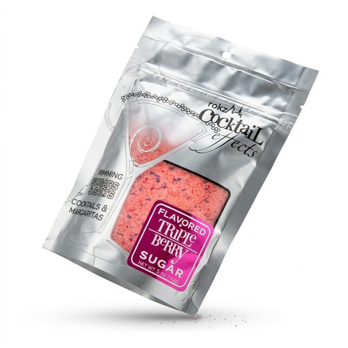 Chicken Pieces Rokz Triple Berry Cocktail Rimming Sugar - 5 oz. Bag, Gourmet Sugars with Natural Strawberry, Raspberry, and Blueberry Flavors
