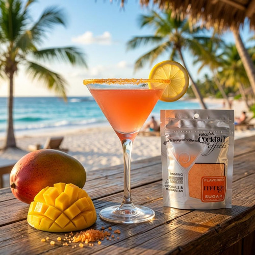 Chicken Pieces Rokz Mango Cocktail Rimming Sugar - 5 oz. Bag, Gourmet Sugars with Citrus Mango Flavor