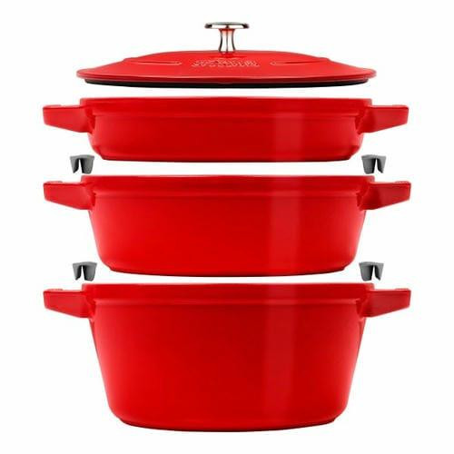 Chicken Pieces STAUB Stackable Cast Iron Dutch Oven Set, 4-Piece Medium Cookware - Space-Saving Design 