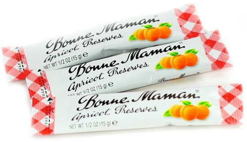 Bonne Maman Apricot Preserves Stick 0.5 oz/15ml. Bulk- 100/Case   Bonne Maman Apricot Preserves Stick 0.5 oz/15ml. Bulk- 100/Case