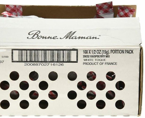  Bonne Maman Raspberry Preserves Stick 0.5 oz/15ml. Bulk- 100/Case 