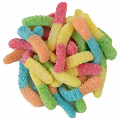 Chicken Pieces Sour Mini Neon Worms Bulk Food Service 20lbs/9.07 kgs