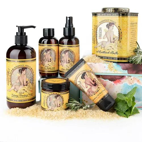 Chicken Pieces Barefoot Venus 6-Piece Mustard Bath Gift Set – Handcrafted with Wintergreen, Eucalyptus & Rosemary 