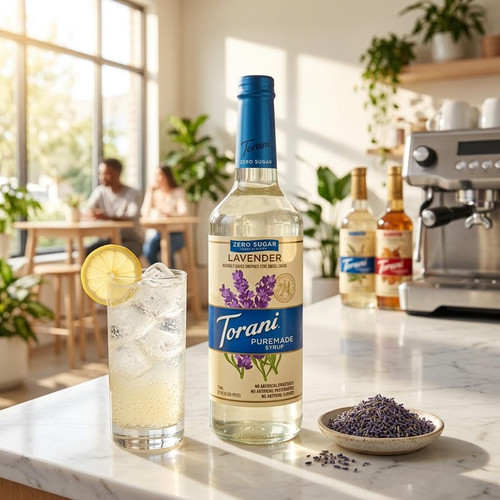 torani Torani Puremade Zero Sugar Lavender Flavoring Syrup Glass Bottle 750 mL/25.36 oz